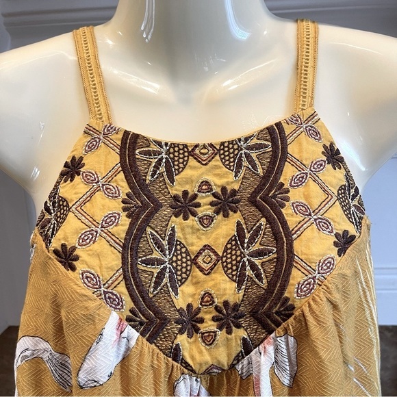 Anthropologie One September Maxi Dress Yellow Paradiso Koi Fish Size XS - Picture 7 of 14